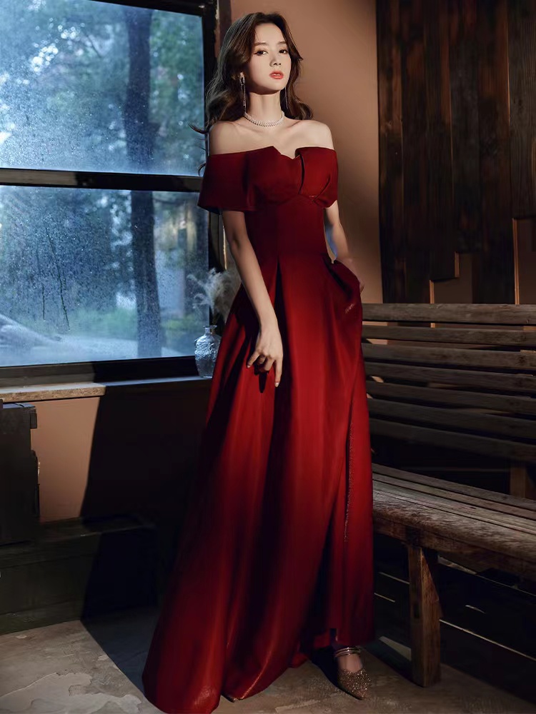 Off Shoulder Prom Dress,red Party Dress,elegant Evening Dress, Custom Made
