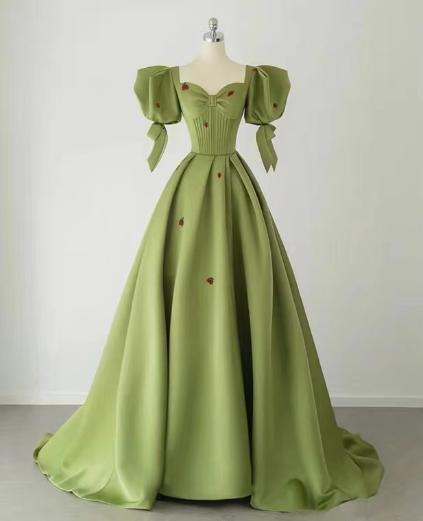 Fresh Green Prom Dress,cute Party Dress,princess Evening Dress,custom Made