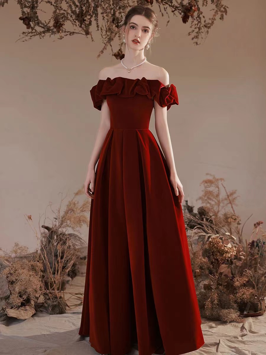 Off Shoulder Evening Dress,charming Party Dress,red Prom Dress,custom Made