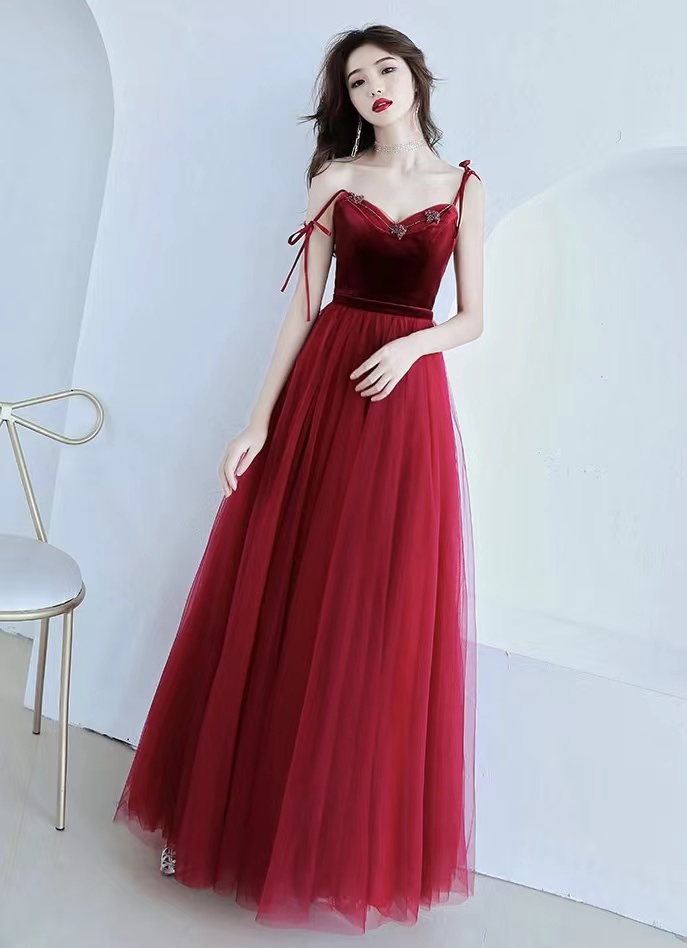 Spaghetti Strap Evening Dress, Cute Party Dress,red Prom Dress,custom Made