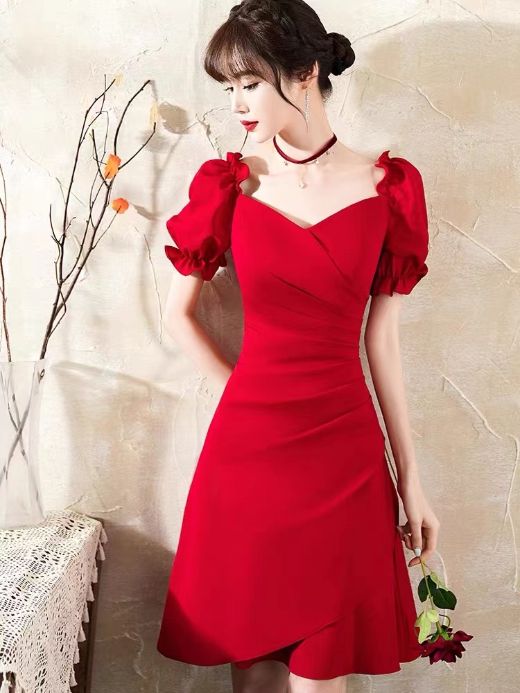 Red Evening Dress,cute Party Dress,cute Homecoming Dress,chic Graduatin Dress,custom Made