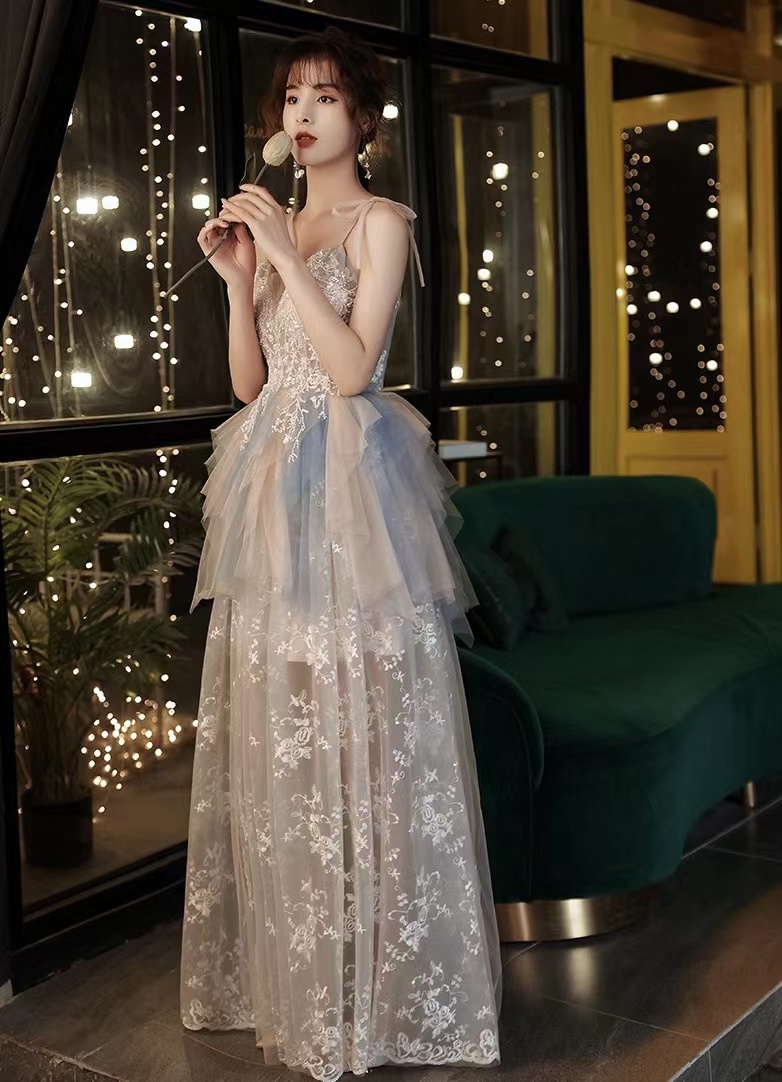 Spaghetti Strap Prom Dresses, Lace Party Dresses,fairy Evening Dresses,custom Made