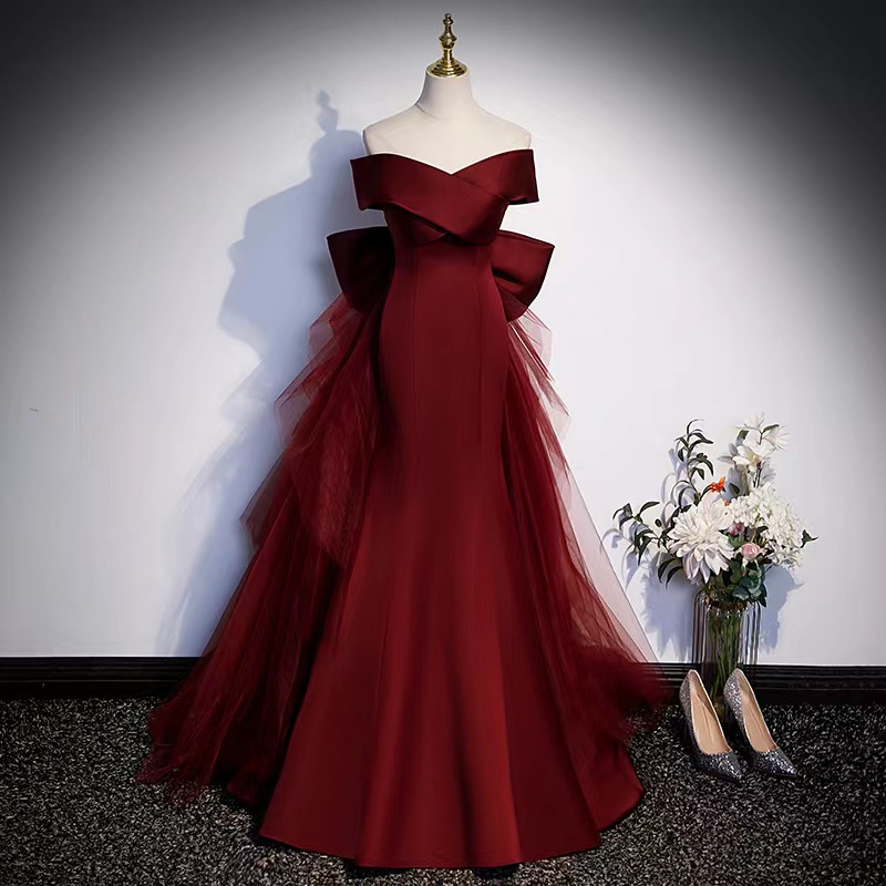 Satin Prom Dresses,red Evening Dresses,mermaid Party Dresses,custom Made