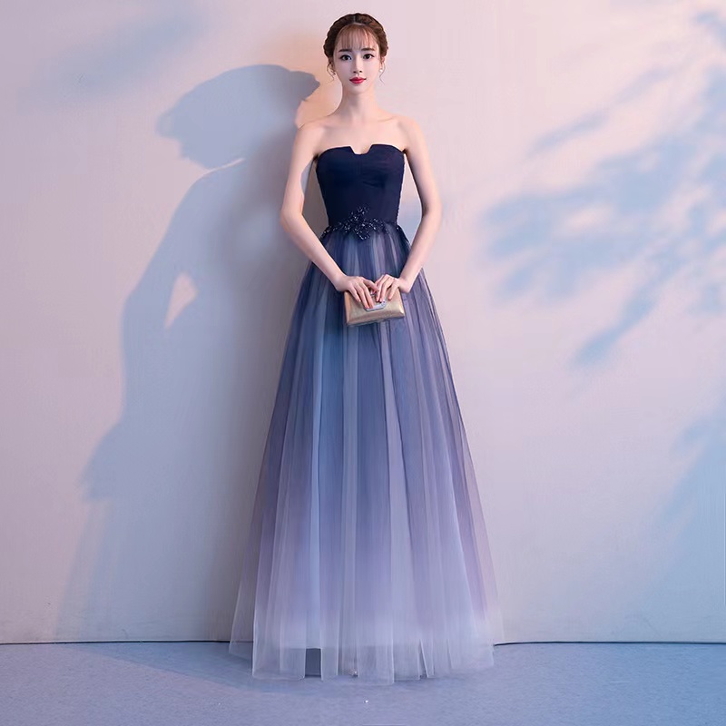 Straplesss Evening Dress, Elegant Prom Dress, Blue Party Dress,custom Made