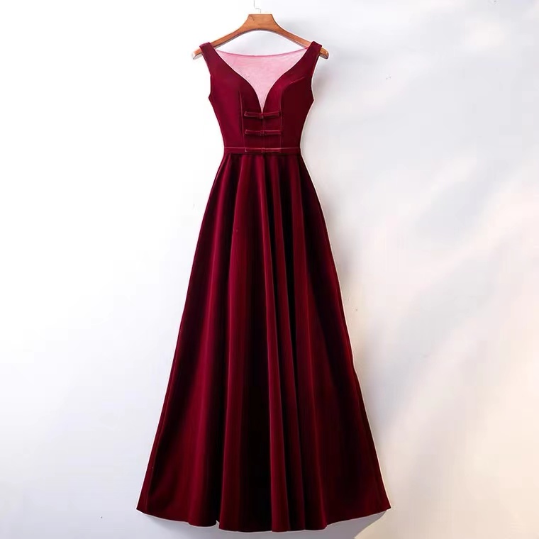 O-neck evening dress, red party dress,sleevelss prom dress,elegant formal dress,Custom Made