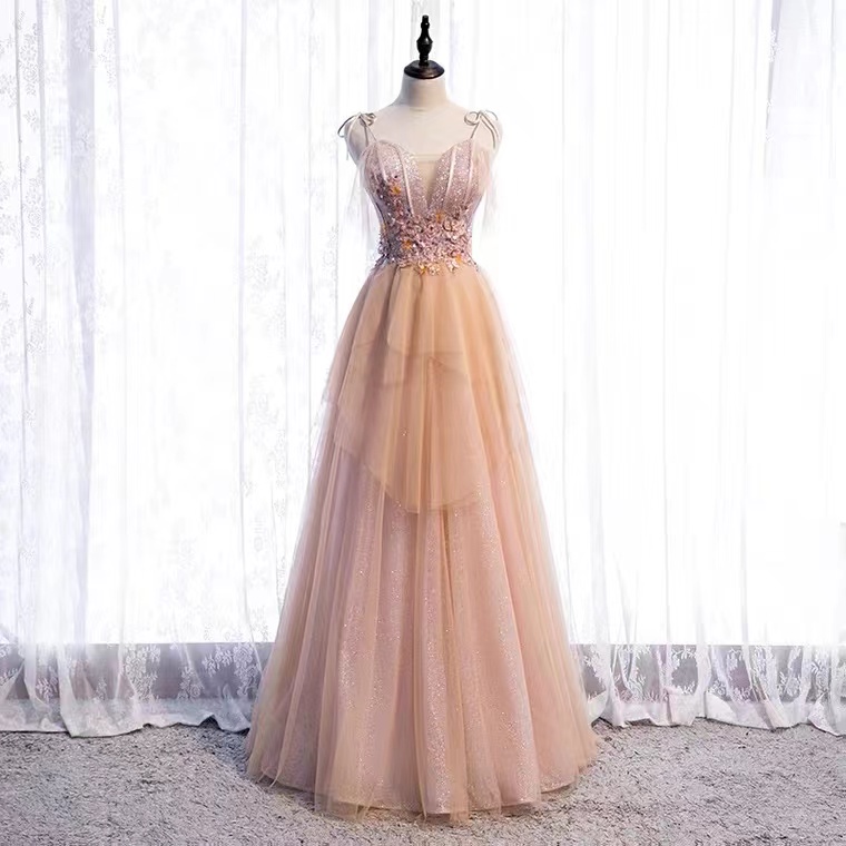 Spaghetti strap evening dress,fairy party dress,cute prom dress,Custom Made