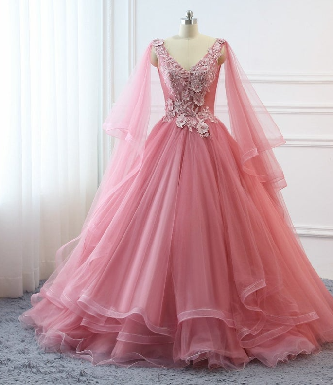 Quinceanera Dress, blush Pink Prom Dress Ball Gown Long Quinceanera Dress Floral Flowers Masquerade Prom Dress Wedding Bride Gown,custom Made