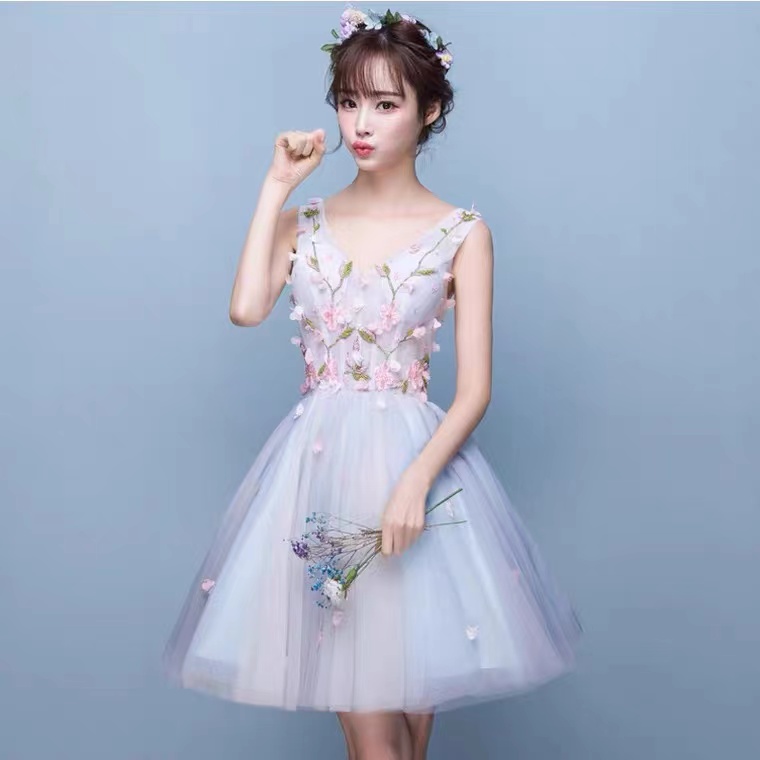V-neck Homecoming Dress, Cute Prom Dress, Light Blue Party Dress,custom Made