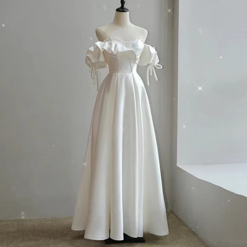 Off Shoulder Prom Dress, White Party Dress,chic Bridal Dress,custom Made