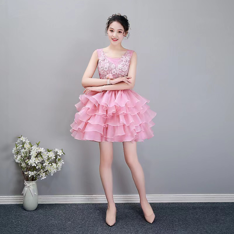 O-neck Homecoming Dress, Cute Prom Dress,pink Party Dress,sweet Birtyday Cake Dress,custom Made