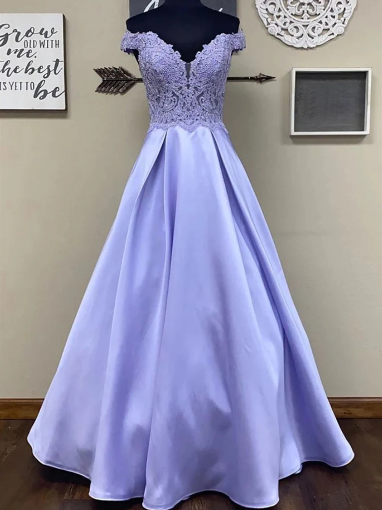 Off Shoulder Wedding Dress, Elegant Prom Dress, Purple Party Dress,dream Evening Dress,custom Made