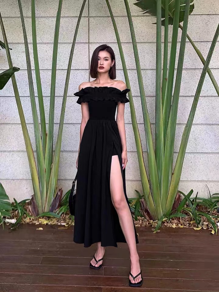 Off Shoulder Prom Gown , Black Party Dress, Sexy Evening Dress,custom Made