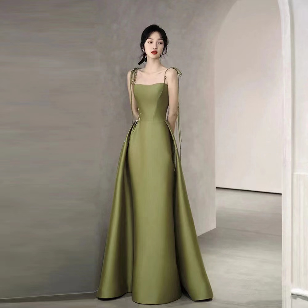 Green Party Dress,fresh Evening Dress,spaghetti Strap Prom Dress,custom Made