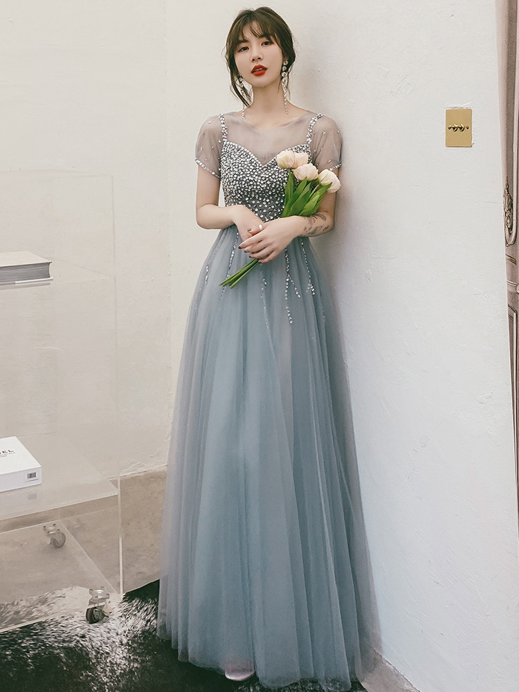 Banquet Evening Dress, Blue Prom Dress , Luxury Party Dress ...