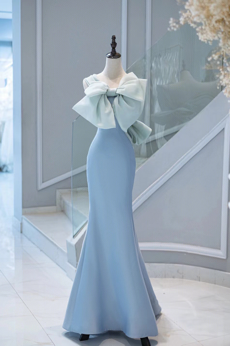 Off Shoulder Evening Dress ,blue Prom Dress,sexy Boydon Dress,elegant Party Dress,custom Made