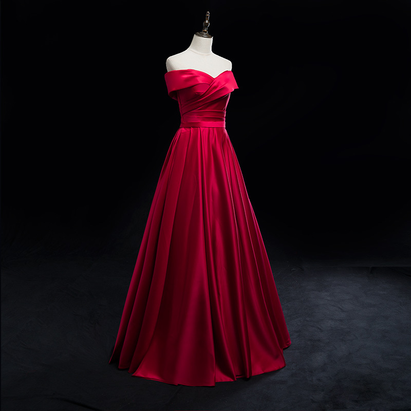 Off Shoulder Evening Dress ,red Prom Dress,elegant Formal Dress,satin Party Dress,custom Made