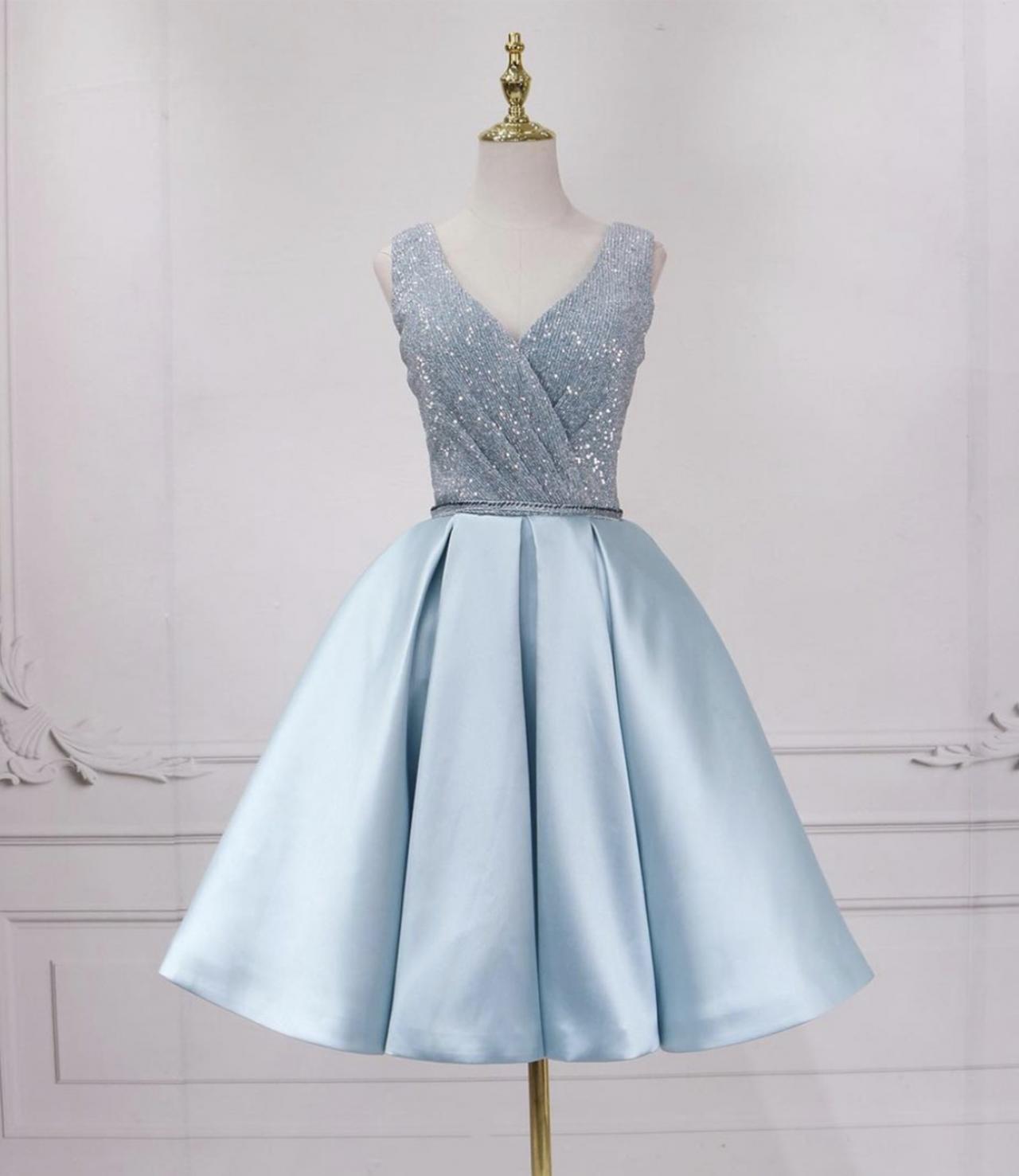 Strapless Evening Dress, Cute Homecoming Dress,blue Party Dress,custom Made