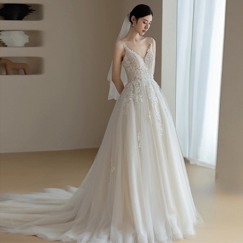 Spaghetti Strap Bridal Dress,white Wedding Dress,sexy Wedding Dress,elegant Bridal Dress,custom Made