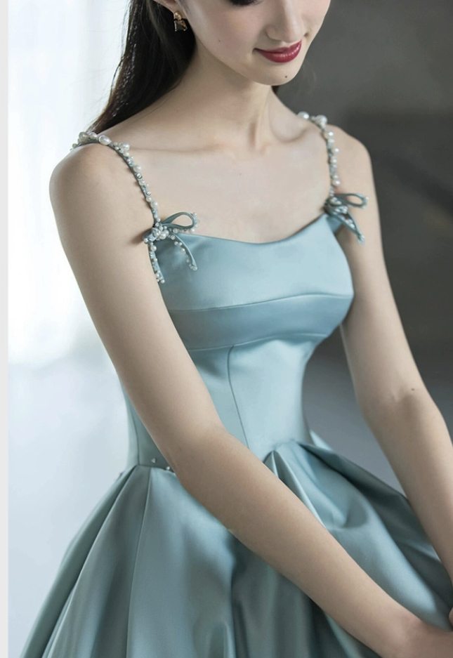 Spaghetti Strap Evening Dress,cute Graduation Dress,fairy Prom Dress,lake  Blue Party Dress,custom Ma on Luulla