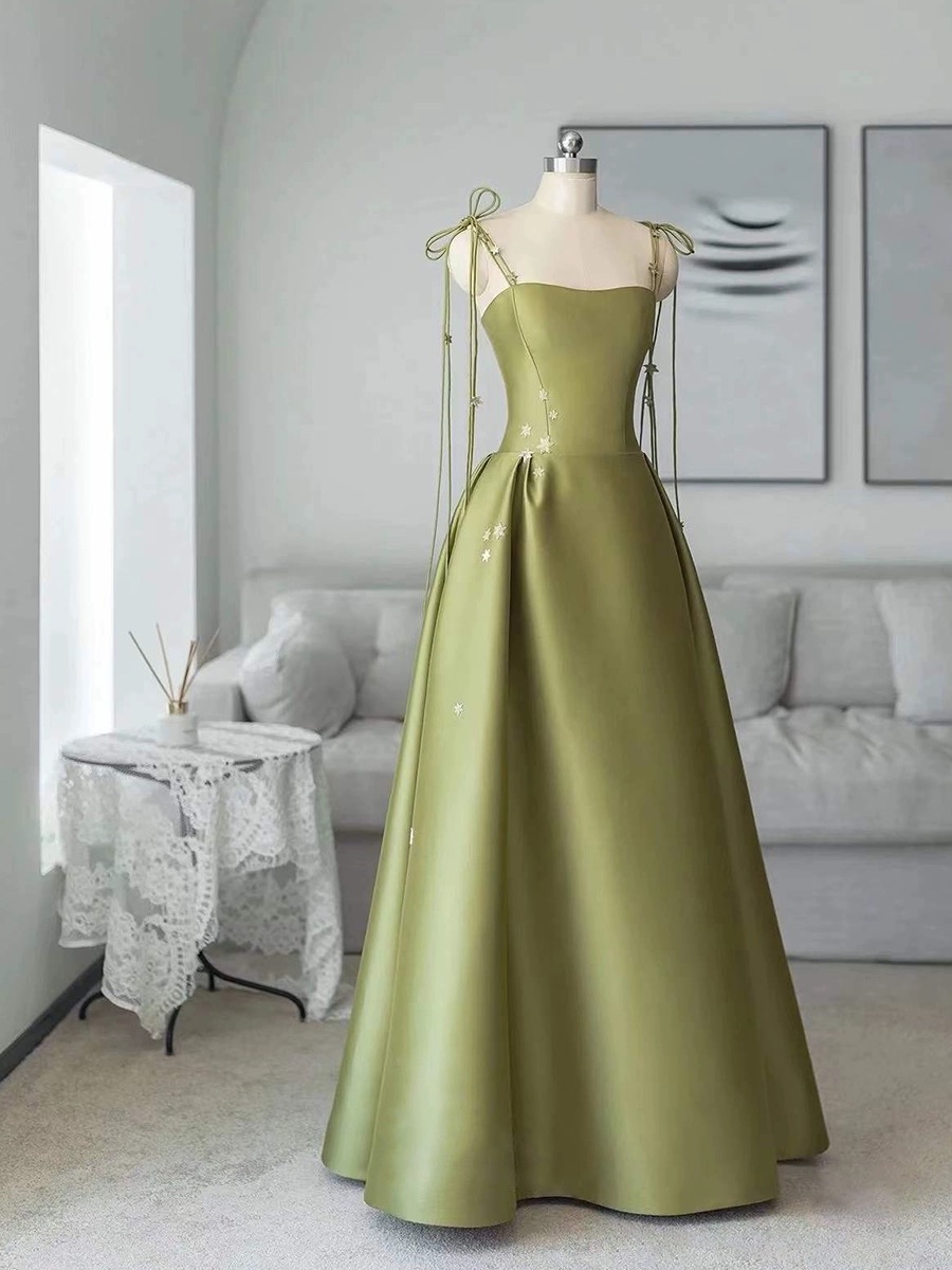 Spaghetti Strap Evening Dress,cute Graduation Dress,fairy Prom Dress,green Party Dress,custom Made