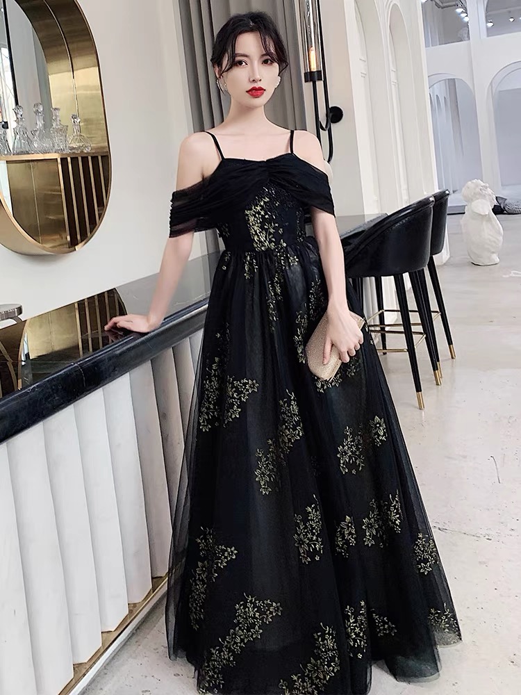 Off Shoulder Evening Dress, Black Prom Dress,sexy Party Dress,custom Made