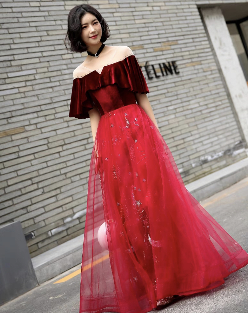 Red Dress,elegant Prom Dress, Temperament Evening Dress,noble Formal Dress,custom Made