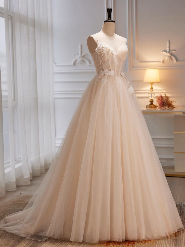 Strapless Prom Dress,champagne Evening Dress,lace Wedding Dress,custom Made