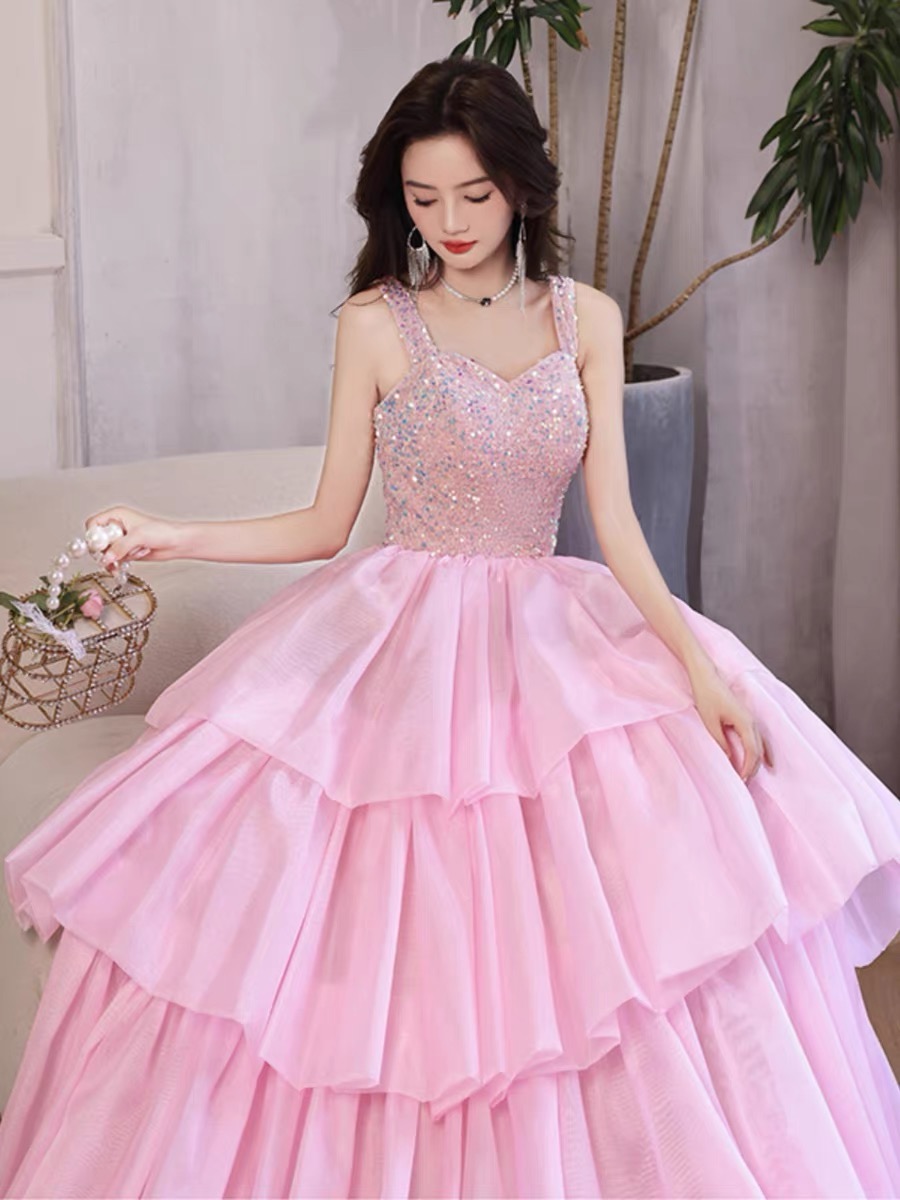 Pink Evening Dress, Cute Party Dress, Sleeveless Prom Dress,sweet Party Dress,custom Made