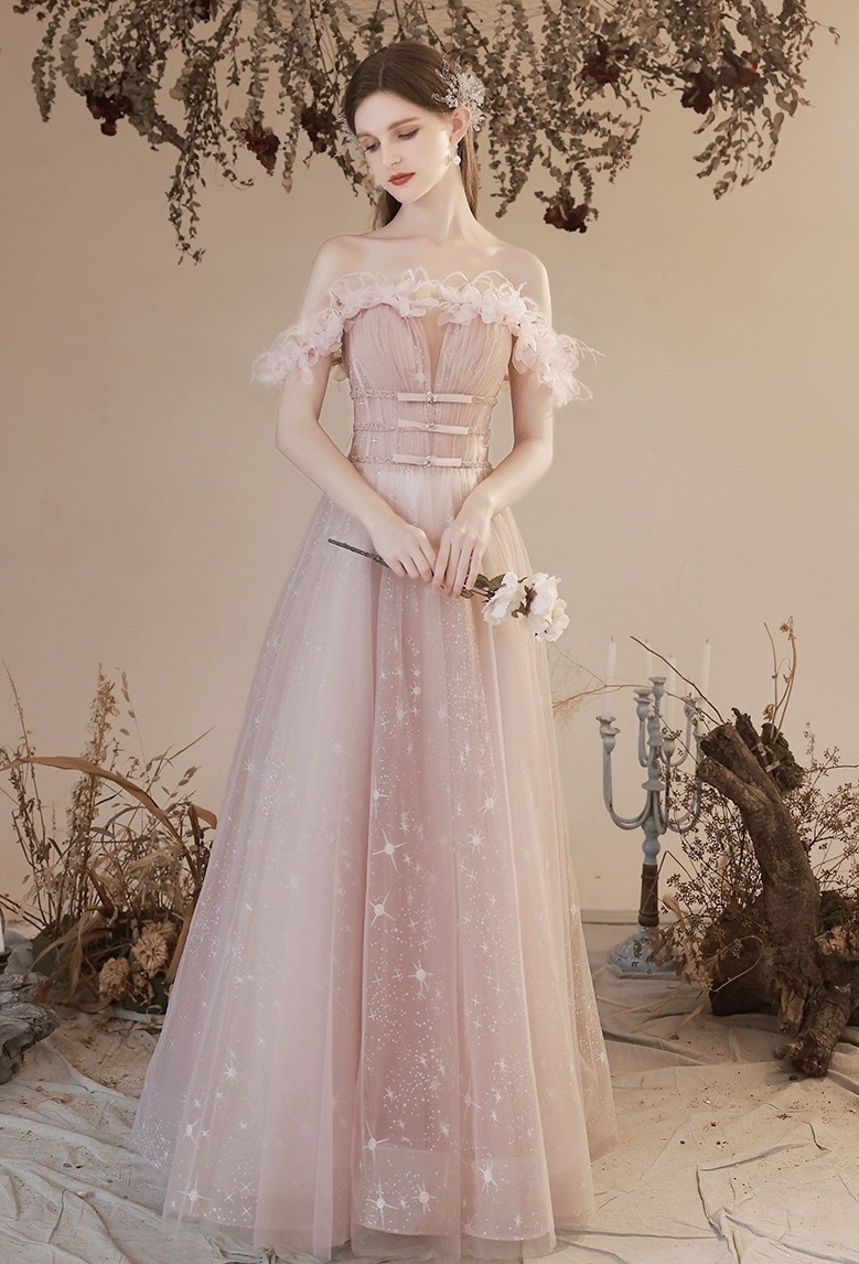 Spaghetti Starp Prom Dress, Pink Bridesmaid Dress, Fairy Party Dress,custom Made