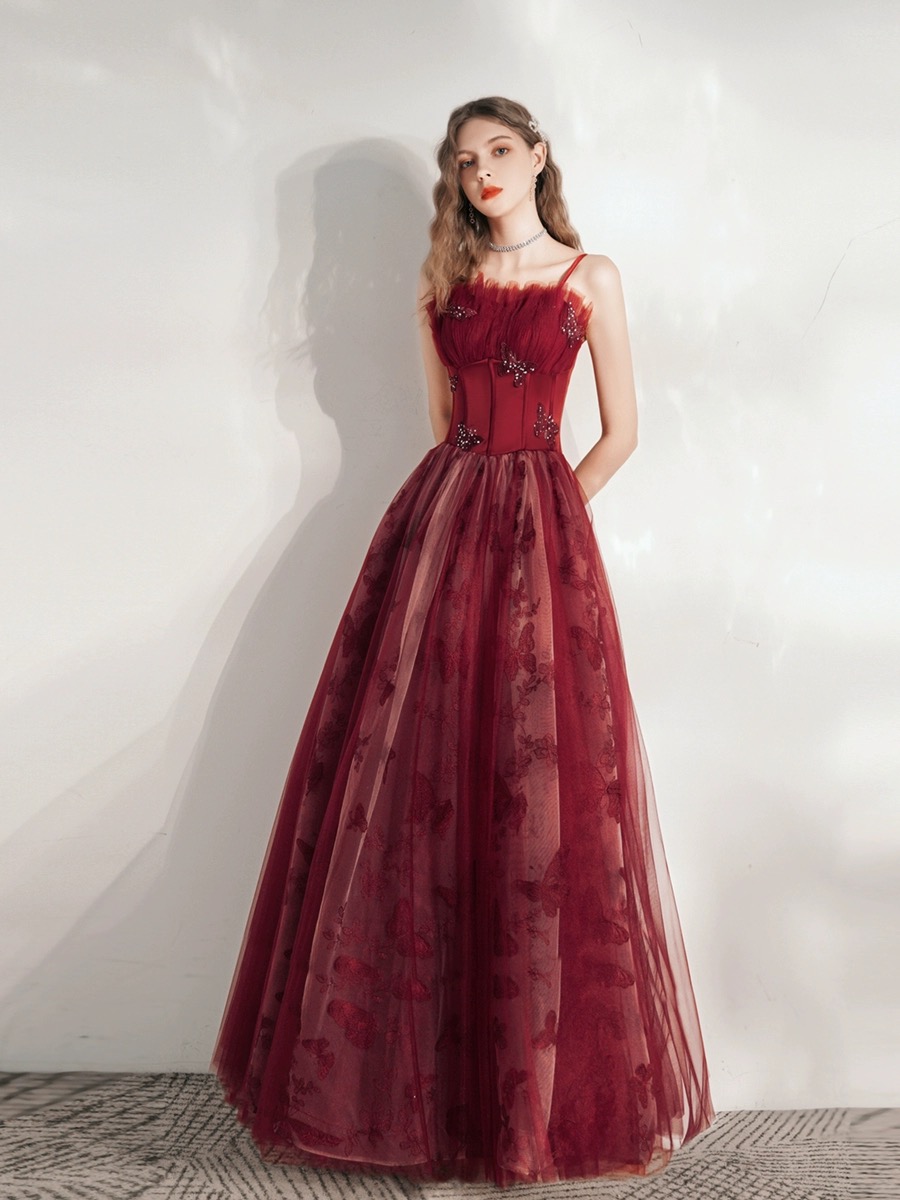 Spaghetti Starp Prom Dress, Red Bridesmaid Dress, Fairy Party Dress,custom Made