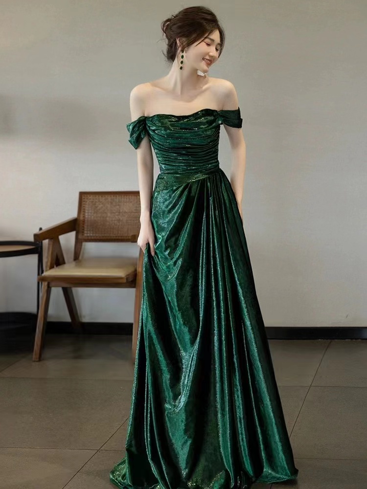 green shiny prom dress Shiny A Line V Neck Green Lace Long Prom Dress, Green Lace Formal Dress,  Green Evening Dress A2334