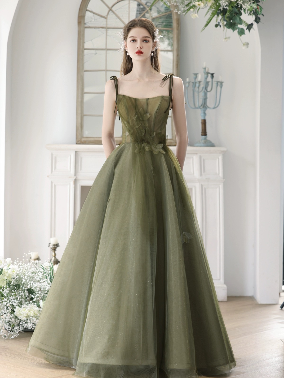Green Prom Dresses, Halter Dresses, Fairy Bridesmaid Dresses, Green Party Dresses,custom Made