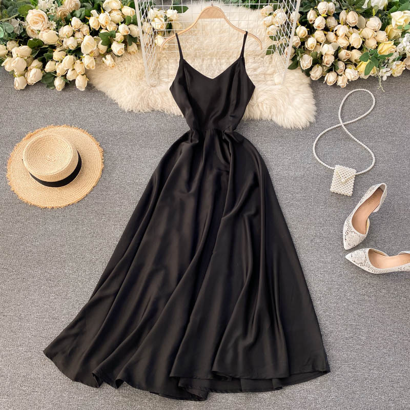 Sexy Long Dress, Backless Spghetti Strap Dress,black Dress