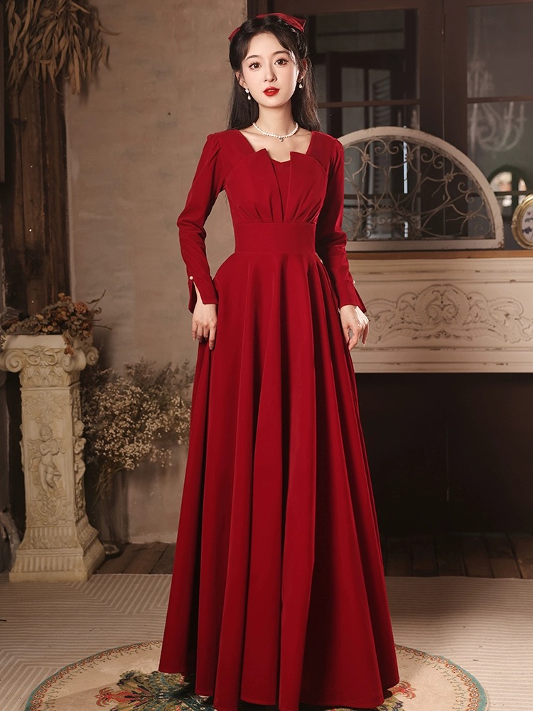 Long Sleeve Prom Gown,elegant Party Dress,formal Evening Dress