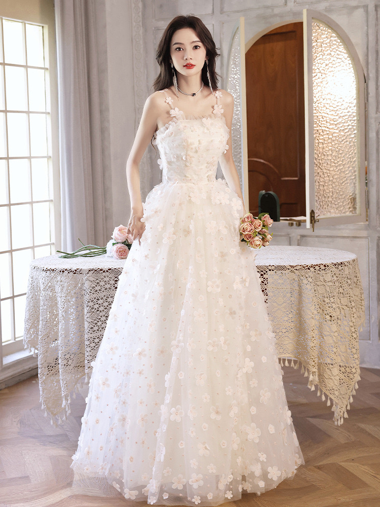 Spghetti Strap Evening Dress,fairy Prom Dress, Floral Party Dress