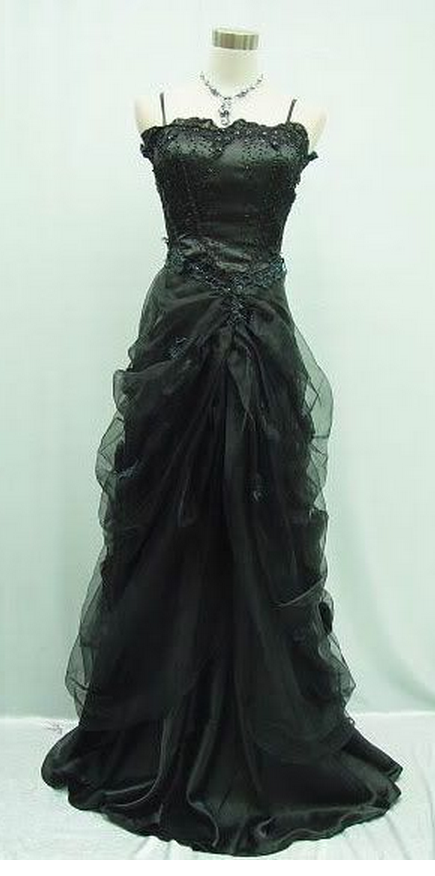 Black Chiffon Prom Dress,sexy Spaghetti Straps Evening Dress,beading Prom Dress