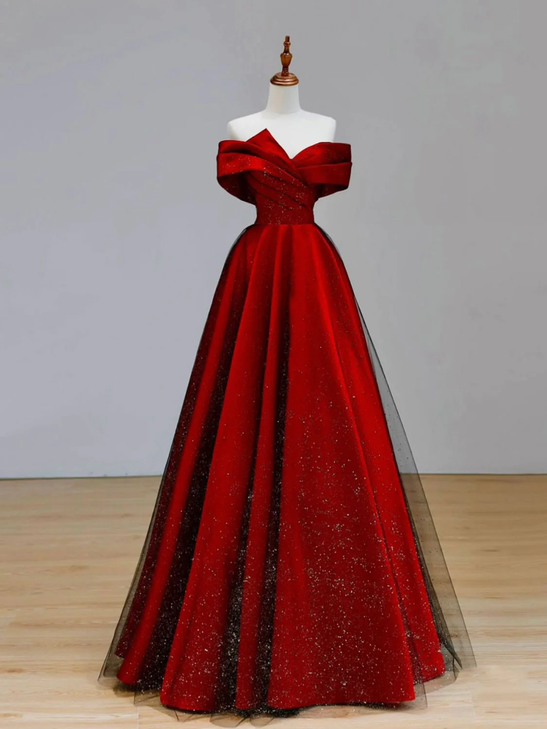 Red Long Prom Dress A Line Evening Gown,off Shoulder Party Dress Glitter Prom Dress