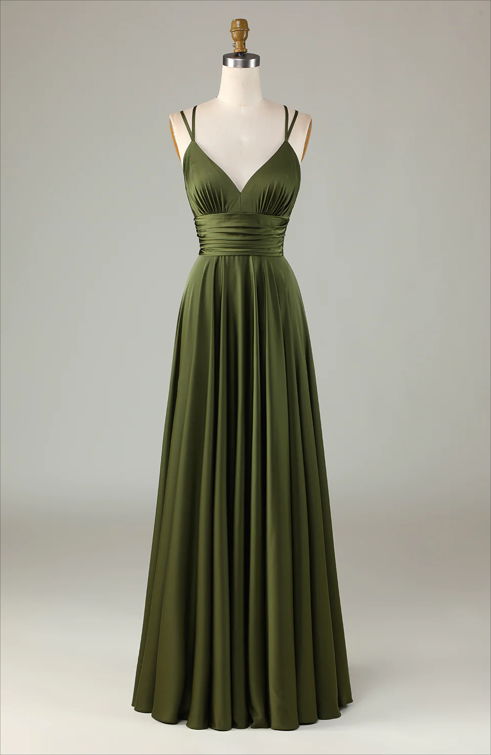 Simple Prom Dresses, A-line Sleeveless Olive Long Bridesmaid Dress