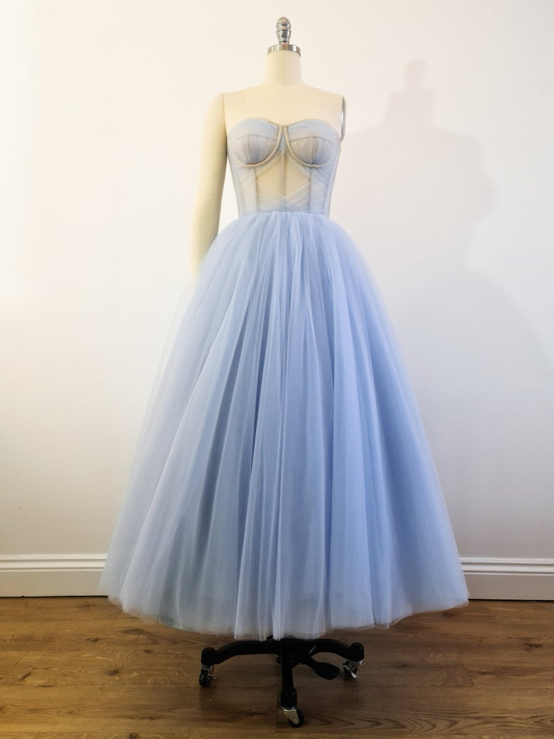Elegant Sweetheart Off Shoulder Tulle Homecoming Dress, Beautiful Strapless Short Midi Dress