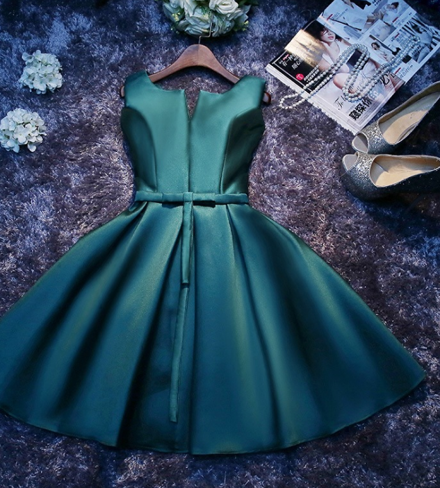 Shot Evening Dress Satin Green Cute Homecoming Dress