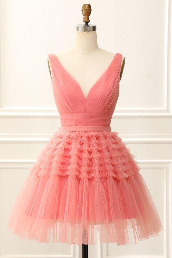 V-neck Homecoming Dress Pink Cute Party Dress on Luulla V-neck Homecoming Dress Pink Cute Party Dress on Luulla