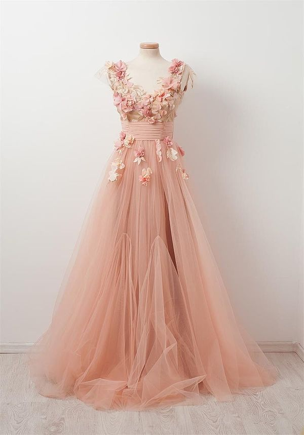 homecoming dress fairy tale Whimsical Modest Blush Pink Fairy Tale Quinceanera Ball Gown X016 Custom Size / Pink main image 0
