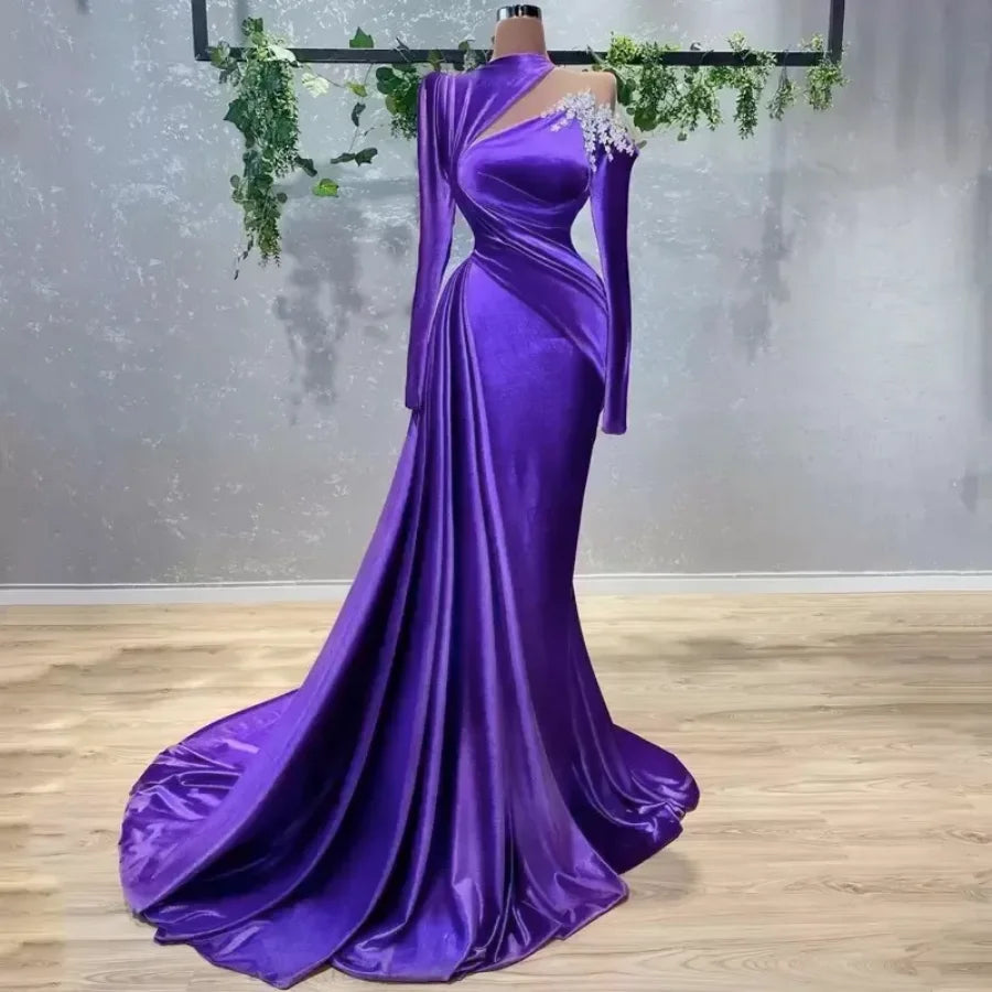 Elegant Purple One-shoulder Evening Gown Dress on Luulla