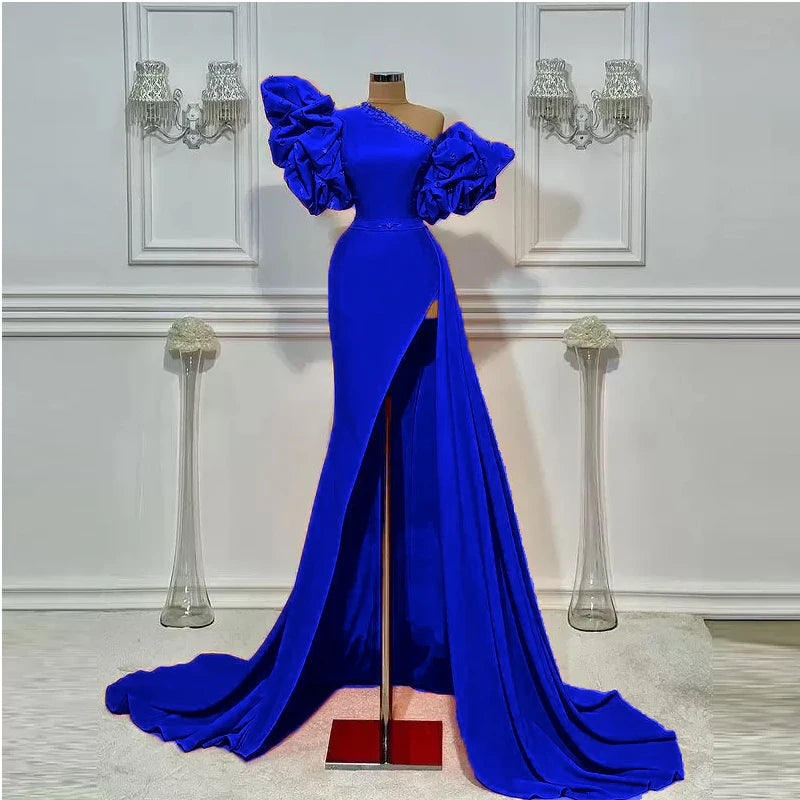 Dimmed Royal Blue One Shoulder Dress main image 1