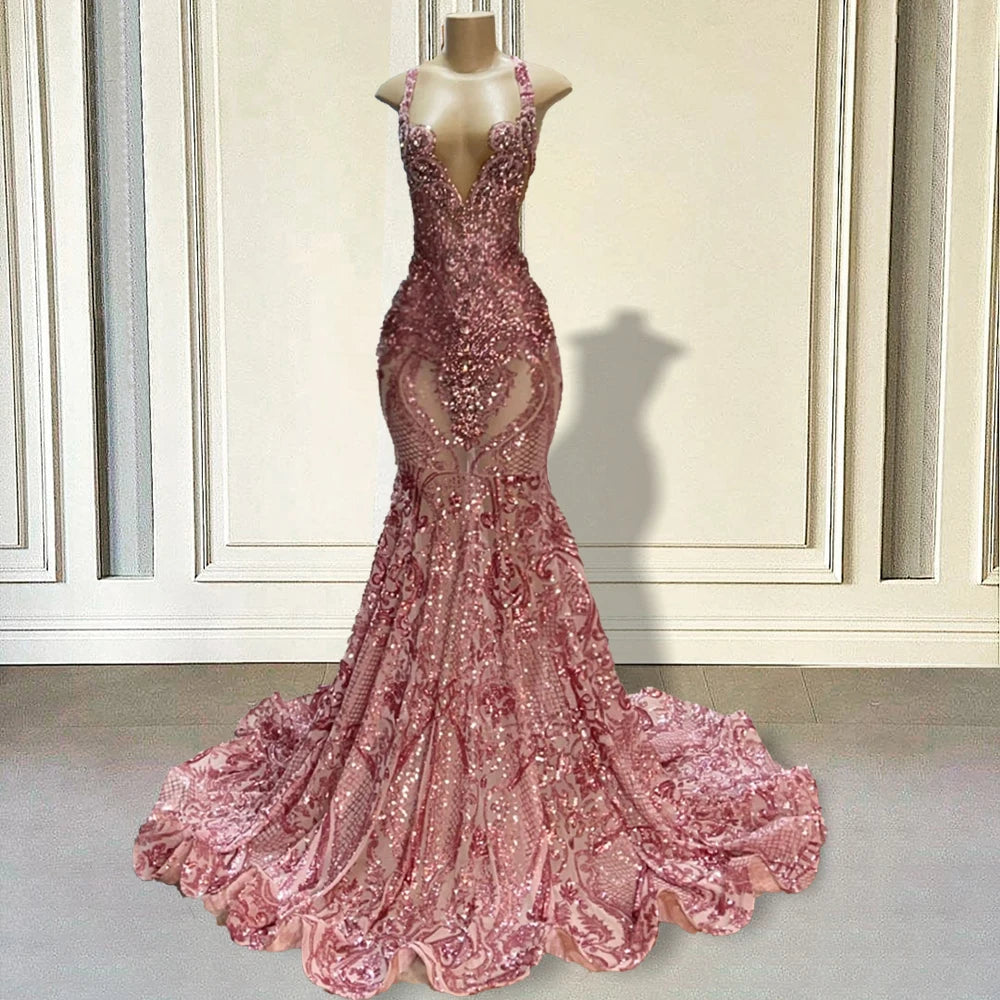 elegant blue dresses for women Dusty Rose sequin evening dress 2027E2933 by Terani Couture main image 0