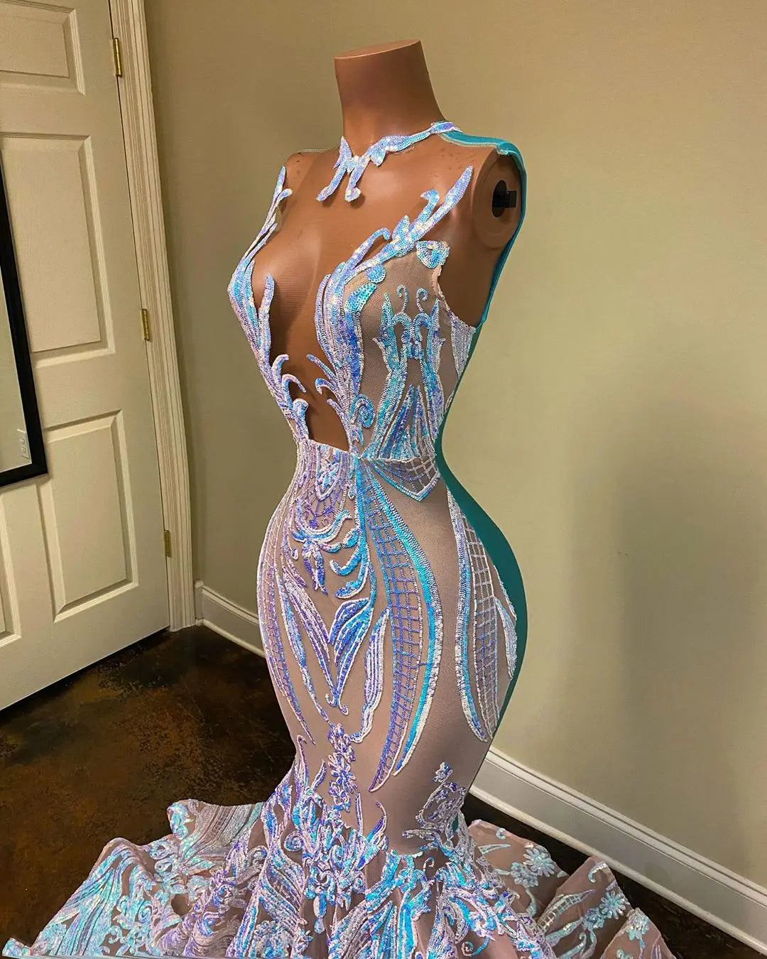 mermaid embroidered dress Vintage Embroidery Lace Mermaid Wedding Dresses Boho Bridal Gown AWD1455 main image 1