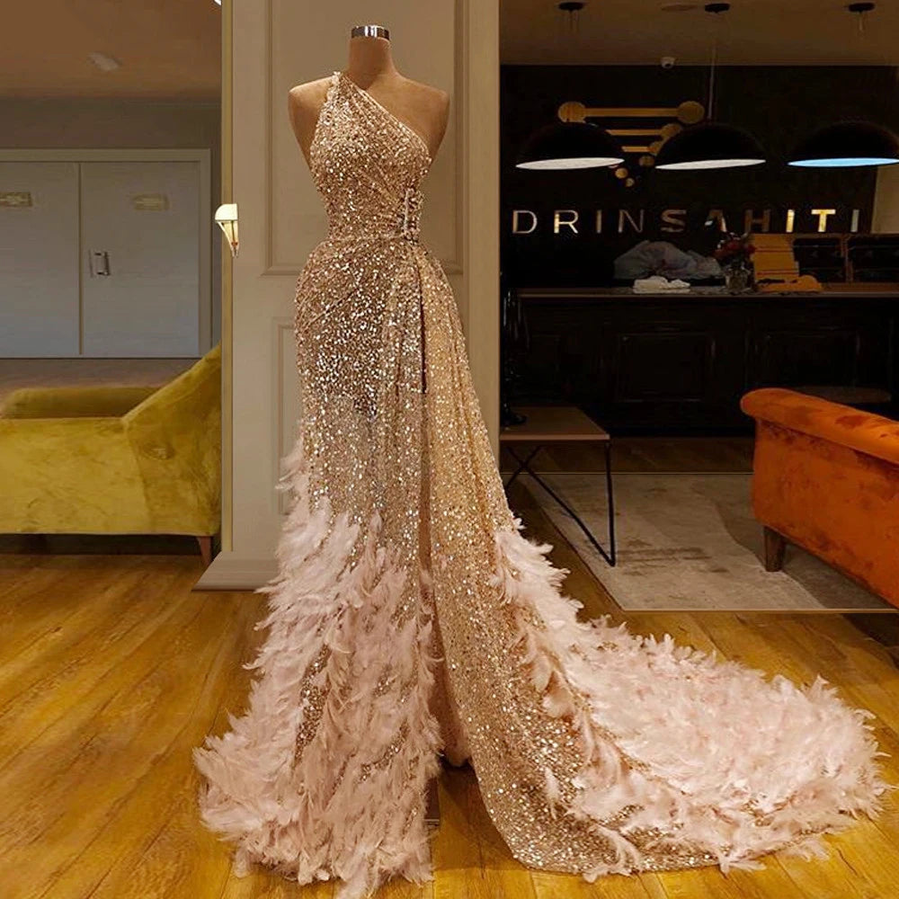 Gold glitter evening gown cheap