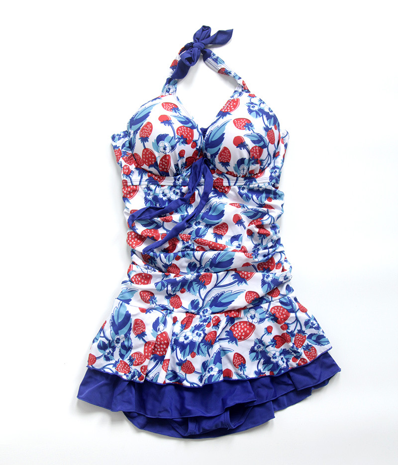 Women Strawberry Swim Dress, Cute Strawberry Print Halter Swimsuit,  Strawberry Halter One Piece Swim on Luulla