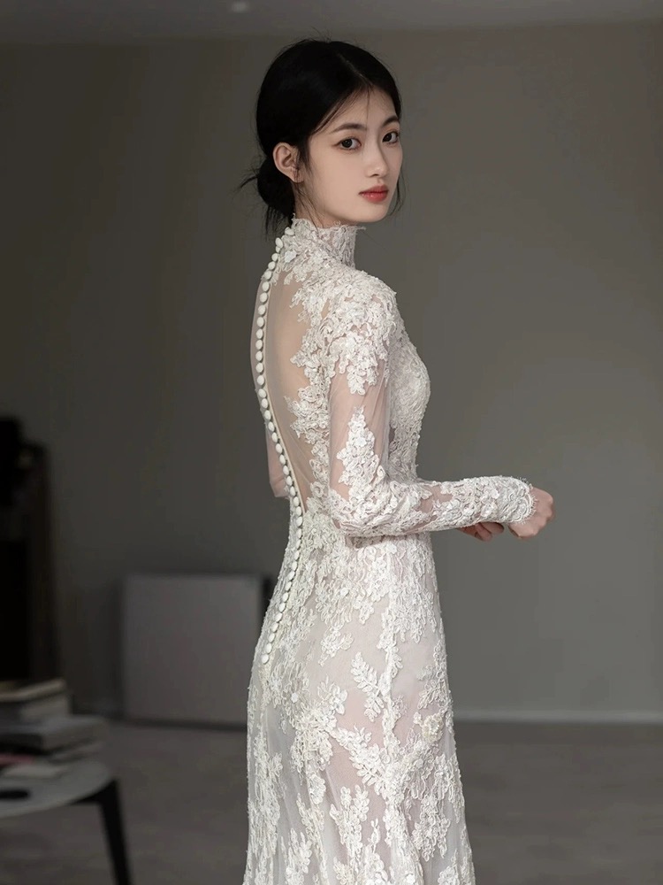 High Neck Wedding Dress ,vintage Bridal Dress,luxury Mermaid Wedding — free download