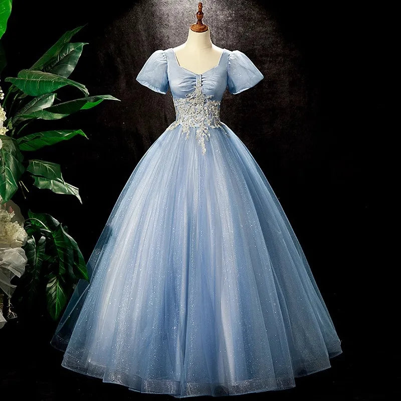 NAZ TULLE DETAILED DRESS  - BLUE